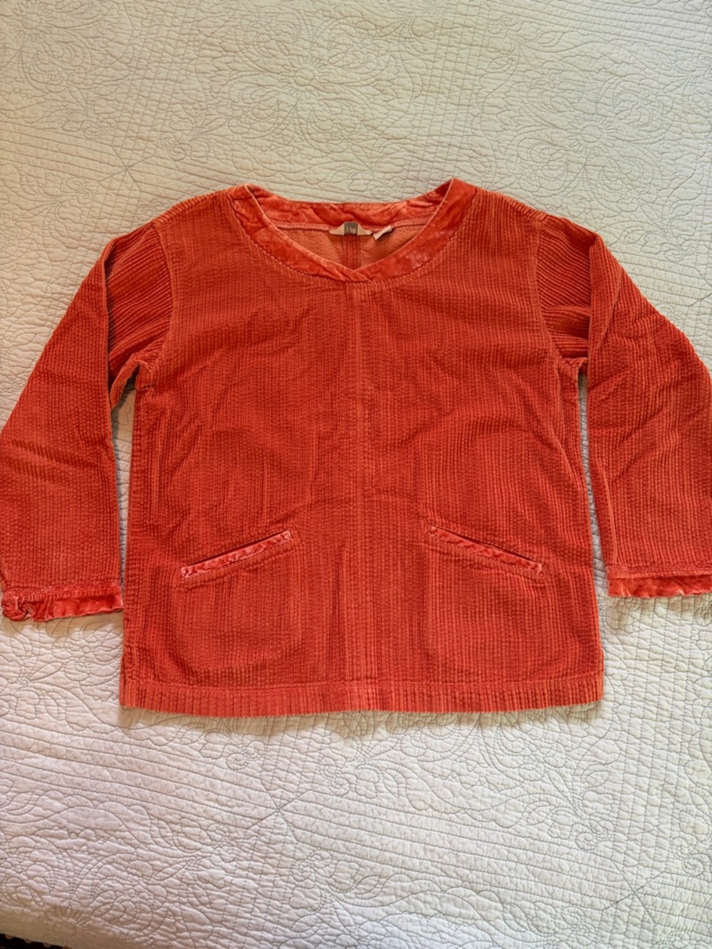 J. Jill Corduroy and Velvet Burnt Orange Top - 100% Cotton